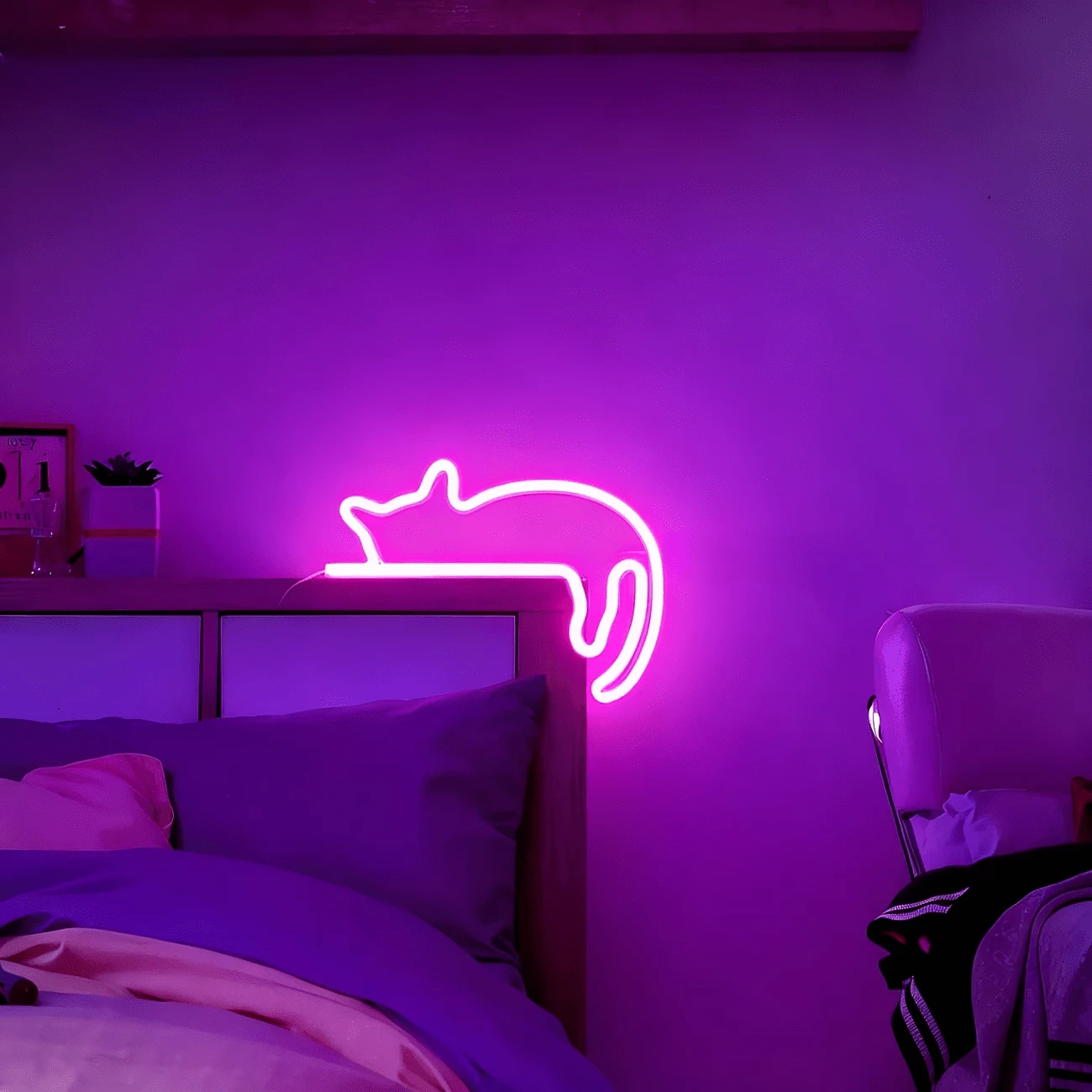 1pc Cat Neon Light Sign, USB Or Battery Powered LED Creative Shaped Night Light, Suitable For Bedroom, Living Room, Cafe, Restaurant, Bar, Party, Birthday Gift, Etc. (Battery Not Included) - White - View 1