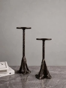 1pc/2pcs Antique Bronze Hammer-Textured Candlestick, Retro Style High And Low Combination Slender Column Design, Suitable For Living Room, Dining Table, Bedroom And Entrance Decoration, Also Suitable For Wedding Party Or Festival Celebration Scene. - Bronze Hill - View 9