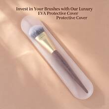 FLUFFIN F47 Angle Makeup Foundation Brush Luxury Professional Cream Foundation Blending Makeup Tool High-End Copper Pipe Rosewood Handle - Redwood - View 9