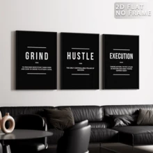 3pcs Modern Minimalist Black & White Inspirational Quote Frameless Canvas Posters, Mood-Boosting Decorative Wall Art, Waterproof Canvas Wall Decor, Inspirational Theme Posters, Suitable For Bedroom, Living Room, Office, Dining Room - 111 - View 3