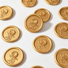 20pcs/Pack 3D Floral Pattern Wax Seal Stickers, Self-Adhesive Wax Seal Stickers, Suitable For Gifts, Wedding Invitation Envelopes Sealing - Brown - 3D Flower-brown - View 3