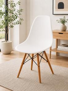 1/4/6 piezas Fundas para silla curva de unicolor moderno, removibles, lavables, de seda de leche elástica, para todas las estaciones - Blanco - Ver 8