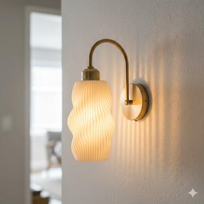 1/2pcs Cream Style Wavy Wall Lamp, Luxury Gold Curved Arm Wall Light, E27 Socket, Vintage Bedroom Bedside Lamp, Living Room Hallway Background Wall Corridor Decorative Light (Bulb Not Included)
