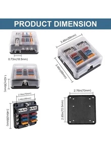 6-Way Fuse Block, Fuse Box, 12V, 6 Circuits With Negative Fuse Holder For Bus, Car Accessories, Waterproof Fuse Box With LED Indicator, Suitable For Car - Black - View 4