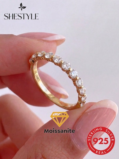 1pc 2mm Round Diamond Edge Moissanite Fashion Ring, Valentine's Day Christmas Birthday Couple Gift, Charming Luxury Women Pendant Ring