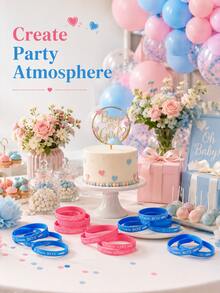 60pcs Gender Reveal Silicone Bracelets, Blue And Pink Boy Girl Team Wristbands, Gender Reveal Party Decoration - View 7