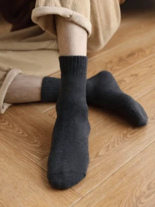 1/3/5/10/20 Pairs Women's Winter Ribbed Fleece Mid-Calf Socks, Thick Soft Fluffy Warm, Home Sleep Floor Socks, Daily Commute, Christmas Back To School Gift - Multicolor - View 7