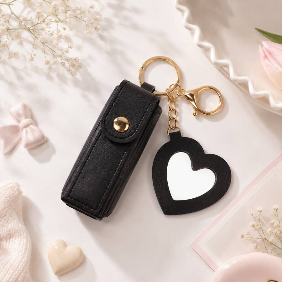 Chaveiro Bolsinha Porta Gloss Preto - Preto - Visão 1