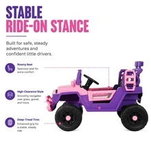 12V Electric 4 Wheeler Off-Road Kids Electric Car For Ages 3-8, 2WD Battery Car For Kids With Parental Remote & Bluetooth Music, 4-Wheel Suspension Ride On Car.Pink - Pink - View 4