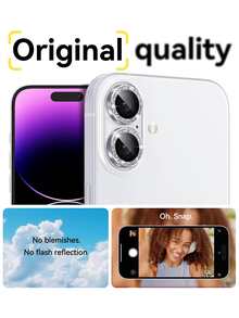 XINHONGYU 6片相機鏡頭保護膜，適用於 iPhone 17 Pro Max、17 Air、17 Pro、16 Pro Max、16、15、15 Plus、14、13、12、11 Mini Plus Pro Max，亮面單層金屬亮粉，9H 硬度防刮螢幕保護膜，時尚配件，貼心保護殼（銀色亮粉） - 銀色 - 查看 5