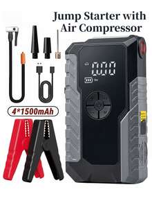 Arrancador de batería de coche con compresor de aire de 150PSI, arrancador de coche portátil con función de apagado automático, bomba infladora de batería de coche, cables de arranque e iluminación - GL901 - Ver 2