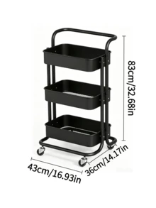 1pc Pullable Three-Tier Floor Storage Trolley, Bedroom Cosmetic Organizer, Multi-Layer Gap Storage Cart For Kitchen. - Multicolor - View 13