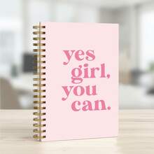 1pc Back To School Spiral Bound Notebook "Yes Girl, You Can." 5.5x8.3 A5 Size - Pink Cover With Inspirational Quote, Gold Coil Binding, Perfect For School Notes, Daily Inspiration Recording And Goal Tracking, Durable And Energetic, Ideal Stationery For Students. - A5 - View 3