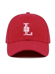 1件女款客製化A-Z字母棒球帽，輕量棒球帽，時尚休閒遮陽帽，適合戶外運動與日常穿著，夏季海灘 - 紅色 - 查看 27