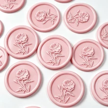 20pcs/Pack 3D Floral Pattern Wax Seal Stickers, Self-Adhesive Wax Seal Stickers, Suitable For Gifts, Wedding Invitations, Envelope Sealing - Pink - 3D Flower-powder - View 3