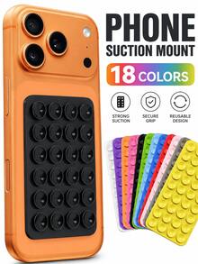 Mobile Phone Silicone Suction Cup 24 Square Suction Cup Mobile Phone Leather Case Silicone Suction Cup Multiple Colors Mobile Phone Holder, Wide Application Range Silicone Suction Cups For Phone Case Self-Adhesive Mount - Multicolor - View 1