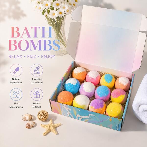 Set Hadiah Bom Mandi Pupupop 12 Buah, Ukuran Besar 60G, 12 Aroma Berbeda, Bom Mandi Alami Buatan Tangan, Pengisi Kaos Kaki Natal, Hadiah Hari Ibu untuk Ibu, Bom Mandi Shea Butter, Hadiah Hari Valentine untuk Dia dan Dia, Bom Mandi Berbusa yang Menakjubkan, Hadiah Ideal untuk Wanita, Kejutan Natal, Berendam Spa Berwarna-warni, Hadiah untuk Ibu, Istri, Pacar, Inspirasi Hadiah, Rekomendasi Hadiah, Hadiah Pesta