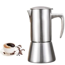Brushed Stainless Steel Moka Pot, 304 Stainless Steel Stovetop Espresso Maker, Induction Compatible Coffee Maker For Gas, Electric & Ceramic Cooktops, 200ml/300ml/500ml - Silver - View 1