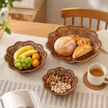1 Stück/3 Stück geflochtener Obstkorb oder Snackteller, Küche, Weihnachtsgeschenk - Braun - Übersicht 6