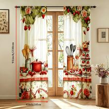 2pcs/Set Faux Embroidery Fruit Print Modern Curtains, 100% Polyester Fabric Durable, Suitable For Living Room, Bedroom, Kitchen, Bathroom Decoration (Curtain Rod Not Included) - Multicolor - View 16