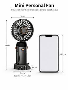 手持/掛頸/桌面三合一迷你風扇，USB可攜式數位顯示，1200mAh，靜音，適用於辦公室、學生宿舍及其他場所，可充電，戶外使用，電動，90°可折疊桌面風扇附底座 - 彩色 - 查看 4