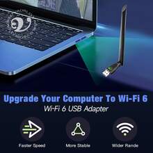 KZ AX900 WIFI6 USB适配器，二合一蓝牙5.4双频2.4G和5GHz，900Mbps WiFi 6 802.11AX高速无线网卡接收器，4根天线，USB3.0接口，兼容PC/笔记本电脑，Windows 10/11，即插即用 - 黑色 - 查看 7
