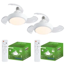 2PCS 16.5'' Socket Fan Light With Retractable Invisible Blades, Remote Control 3 Color Dimmable Ceiling Fan Lamp, 3 Speeds, 1/2/4H Timer Quiet Small Fan Light Fixture For Bedroom Laundry Office Garage, Base Not Included - White - View 9