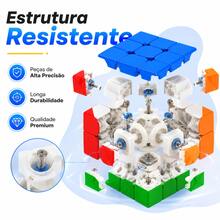 Cubo mágico Magnético Profissional 3x3x3 colorido Speed Cube stickerless com imã ajuste de tensão e suporte Anti Travamento Moyu 56mm - Magnético - Visão 6