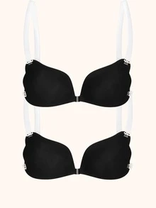 YIYANG 2/1Pack Of Push-Up, Self-Adhesive Bra With Clear Straps; Invisible, Backless, Sticky Bra; Wing-Shaped Bra, Lingerie, And Adhesive Cups. - Multicolor - View 16