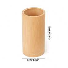 8 piezas/1 pieza Juego de utensilios de cocina de bambú con cubo de almacenamiento para cubiertos y pinzas para alimentos - Albaricoque - Ver 20