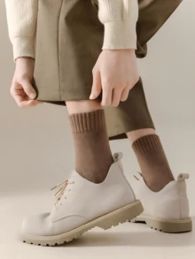 1/3/5/10/20 Pairs Women's Winter Ribbed Fleece Mid-Calf Socks, Thick Soft Fluffy Warm, Home Sleep Floor Socks, Daily Commute, Christmas Back To School Gift - Multicolor - View 9