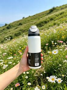 Isolierte Edelstahl-Wasserflasche - 32oz auslaufsichere Sport-Wasserflasche mit Doppelfunktions-Trinktülle, Klappdeckel-Strohhalm und breiter Öffnung - hält Getränke 24 Stunden lang kalt - geeignet für Fitness, Reisen und den täglichen Gebrauch - Verschiedenfarbig - Übersicht 5