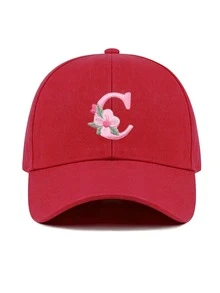 1件女款客製化A-Z字母棒球帽，輕量棒球帽，時尚休閒遮陽帽，適合戶外運動與日常穿著，夏季海灘 - 紅色 - 查看 5