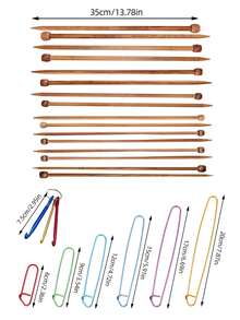 15pcs Knitting Needle Set, 35cm Single Point Knitting Needles, 8 Single Point Knitting Needles (2 Of 4 Sizes) With 6 Sizes Non-Slip Aluminum Marker Pins + Simple Repair Keychain Crochet Hook, Practical DIY Set For Home Knitting, Crochet And Handmade Crafts - Knitting Set - View 10