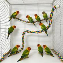 Bird Cotton Rope Perch Stand, Parrot Climbing Chew Toy, Training Standing Perch For Pet Birds, Enrichment Entertainment Cage Accessory, 4 Sizes To Choose - Multicolor - View 7