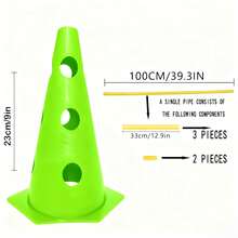CENLEN 6 Hexagonal Training Cones With Holes, Each 23cm In Diameter, And 3 1-Meter Assembly-Ready Portable Training Poles. This Is A Dog Agility Training Set, Including A Perforated Obstacle Barrel Hurdle Frame And An Indoor/Outdoor Agility Training Kit. - Green - View 5