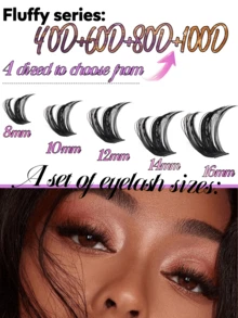 666 Clusters D Curl Faux Mink Eyelashes, DIY Eyelash Extension Book, 8-16mm, 40D+60D+80D+100D Mixed Pack, Natural, Long, Lightweight, Soft And Reusable, Suitable For Daily, Party, Wedding, Travel And Halloween Occasions. Back To School - D - View 6