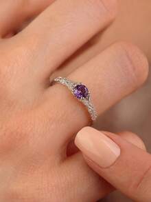 Anillo zirconia cúbica adorno plata - Plateado - Ver 4