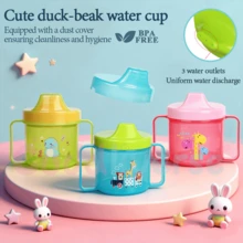 1PC 220ml Dual Handle Duck Spout Sippy Cup, Integrated Lid And Straw, PP Material, Anti-Drop Anti-Spill Water Cup, Portable Direct Drinking, Suitable For Daily Use - Multicolor - View 3