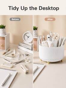360° Rotating Desktop Organizer, Large Capacity Multi-Compartment Pen Holder And Office Supplies Storage Box, Suitable For Pencils, Makeup Brushes And Jewelry, Back To School Supplies, Home Essentials, School And Office Desktop Accessories - Multicolor - View 3