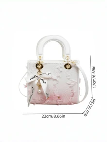 Dedoo Women's Satchel Handbag With Butterfly Pattern Lace And Leather Patchwork, Elegant Evening Clutch, Suitable For Parties, Weddings, Spring/Summer Style (Pendant Not Included) - Multicolor - View 11