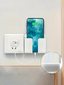 1/3/5pcs No-Drill Phone Holder, Wall-Mounted Bracket, Remote Control Storage Box, Bedside Phone Storage Rack, Phone Support Stand, Phone Holder Base, Phone Holder, Remote Control Storage Box - No-drill Phone Holder - View 4