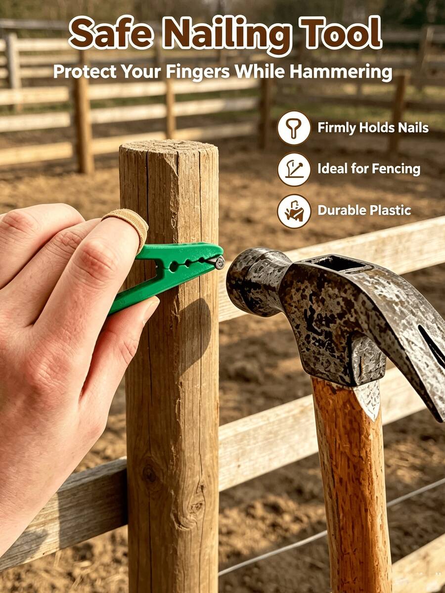 1pc The Practical Nail Clamp Can Firmly Fix Nails When Knocking Wooden Stakes And Building Poultry Fences, Keep Fingers Away From The Hammer, And Prevent Bumping And Injury. It Is Light And Reusable, And Is An Essential Tool For Farmers
