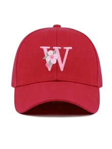 1件女款客製化A-Z字母棒球帽，輕量棒球帽，時尚休閒遮陽帽，適合戶外運動與日常穿著，夏季海灘 - 紅色 - 查看 26