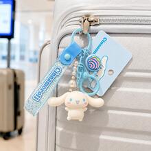 MINISO Sanrio Cinnamoroll 藍色亮片掛繩鑰匙圈，可愛角色迷你公仔包飾吊飾，附 Cinnamoroll 吊牌與藍色夾扣鉤，後背包錢包配件，返校禮物 - 樣式 1 - 查看 4
