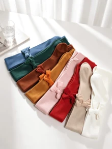 8 Pairs Girls Bowknot Tights, Soft Elastic Solid Color Leggings For Spring And Autumn - Multicolor - View 6