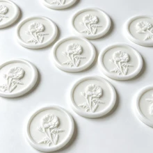 20入/包 3D花卉圖案蠟封貼紙 自黏式蠟封貼紙 適用於禮物、婚禮邀請函、信封封口 珍珠白 - 3D 花-珠光白 - 查看 2