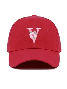 1件女款客製化A-Z字母棒球帽，輕量棒球帽，時尚休閒遮陽帽，適合戶外運動與日常穿著，夏季海灘 - 紅色 - 查看 33