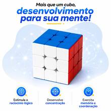 Cubo mágico Magnético Profissional 3x3x3 colorido Speed Cube stickerless com imã ajuste de tensão e suporte Anti Travamento Moyu 56mm - Magnético - Visão 9