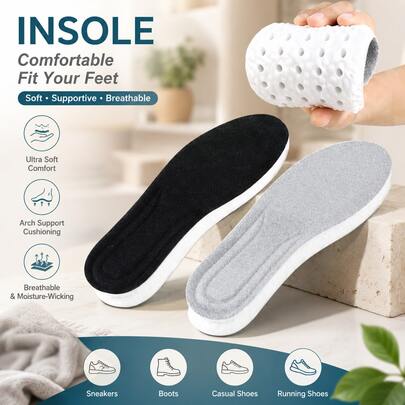 1 đôi lót giày thể thao unisex thoải mái, độ đàn hồi cao, thoáng khí, chăm sóc bàn chân, miếng lót giày, đệm chân, chống trượt, màu xám, lót giày cho giày nữ